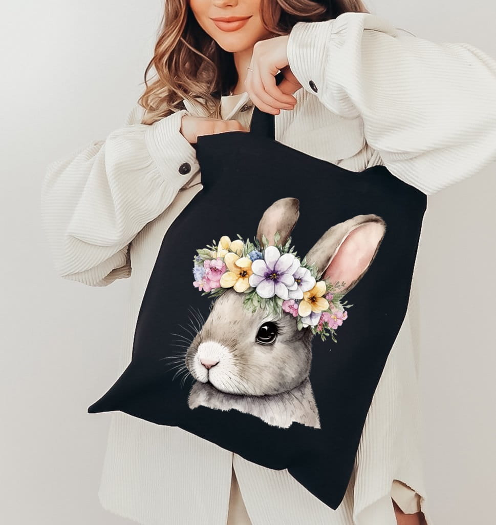 Torba z królikiem bawełniana na zakupy