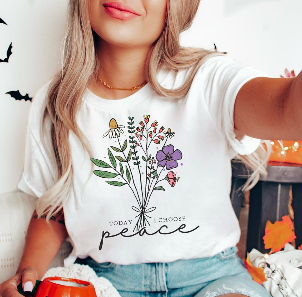 damska koszulka z nadrukiem flower14