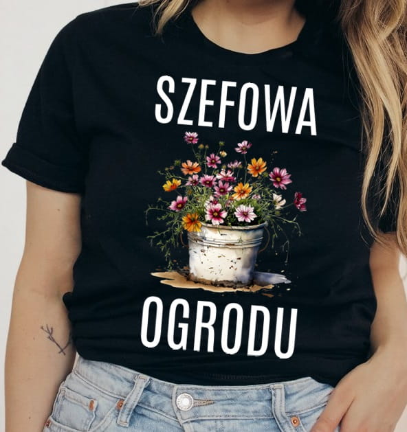 DAMSKA KOSZULKA DLA OGRODNIKA SZEFOWA OGRODU Z KWIATAMI
