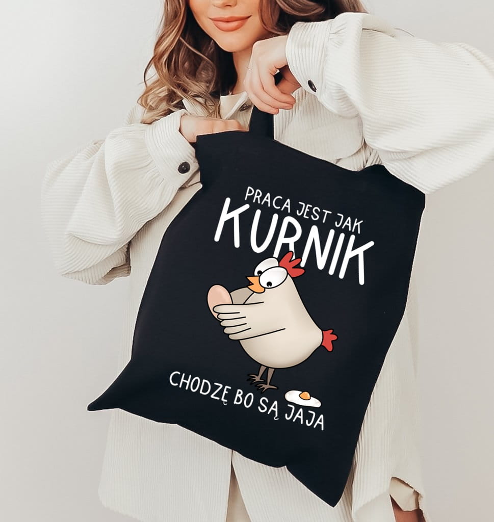 Torba do pracy bawełniana czarna praca jest jak kurnik