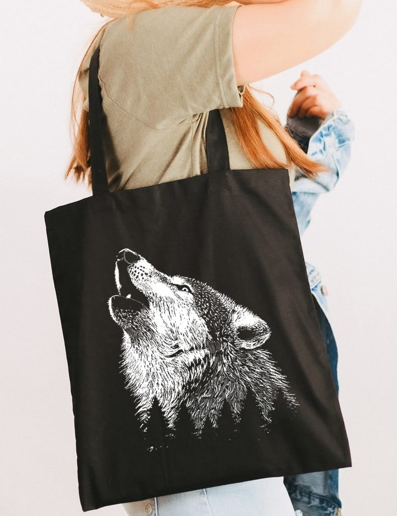 Torba bawełniana na zakupu eco - torba z wilkiem