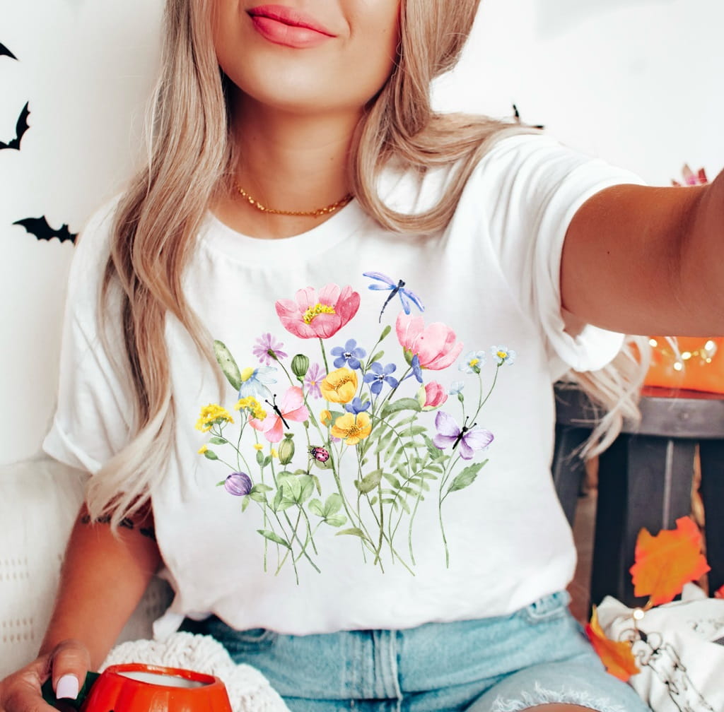 koszulka z kwiatami polnymi/łąkowymi kwiat1