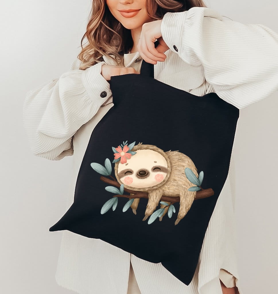 Torba bawełniana na zakupy z leniwcem