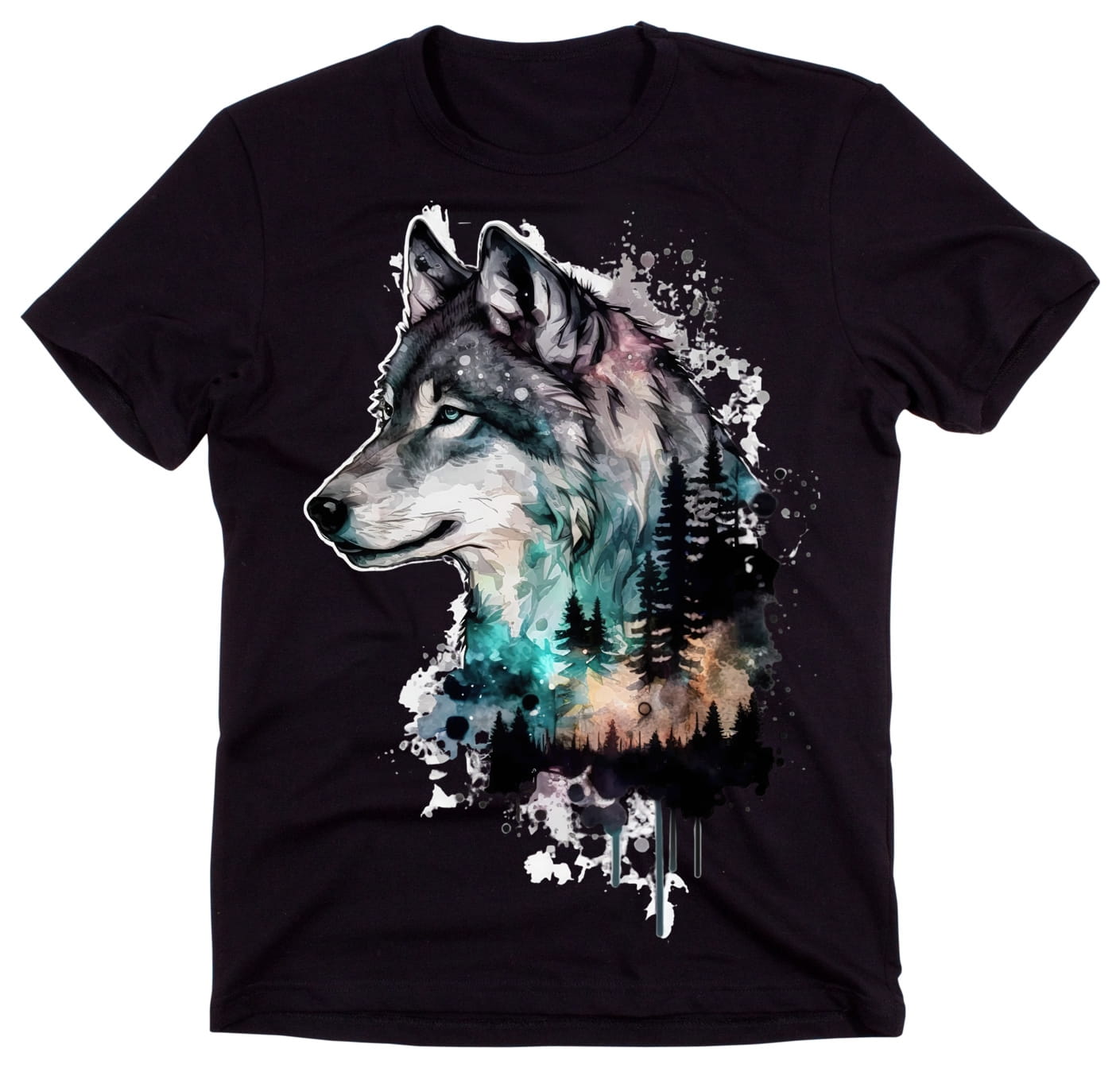 męska koszulka z wilkiem t-shirt czarny wilk17