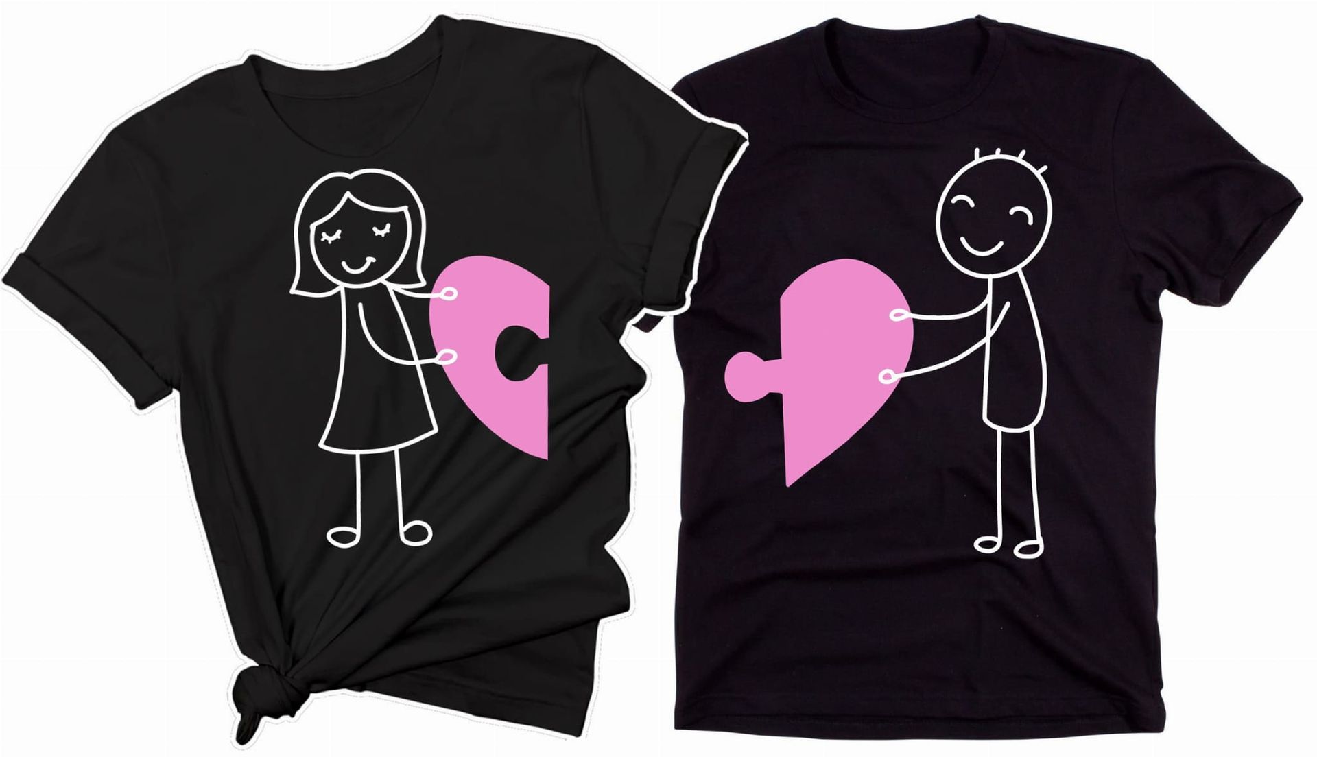 zestaw koszulek dla pary para z sercem