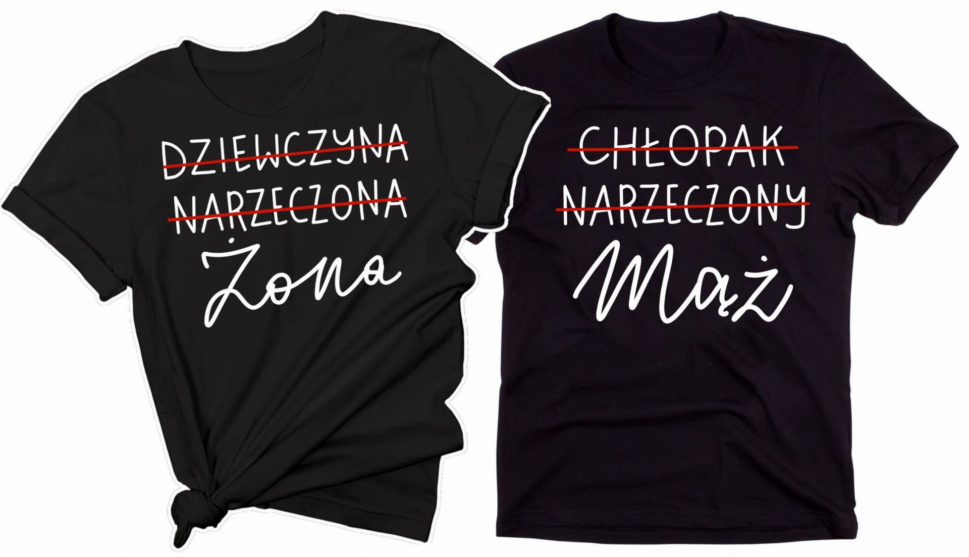 zestaw koszulek dla pary młodej na ślub dla męża i żony