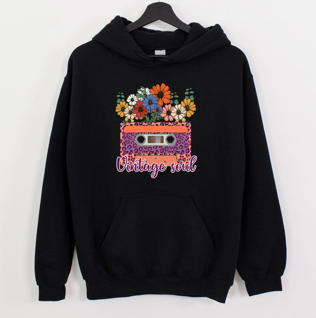 damska czarna bluza z kapturem vintage 80's