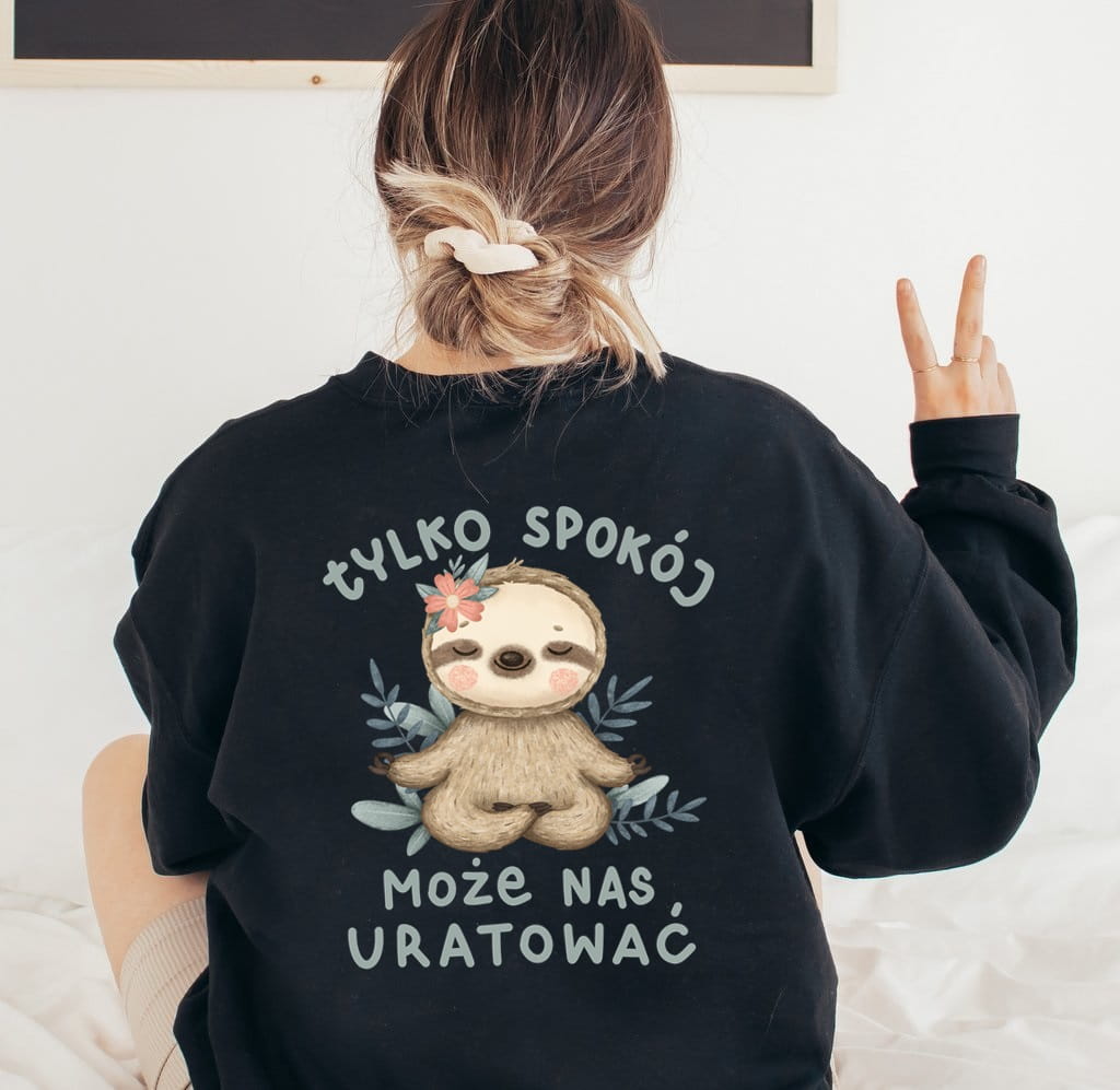 czarna damska bluza tylko spokój może nas uratować