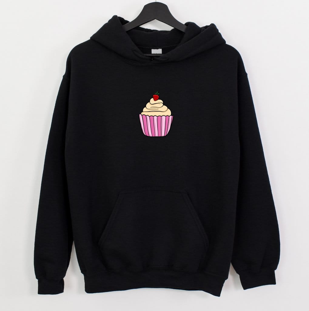 czarna damska bluza z kapturem babeczka