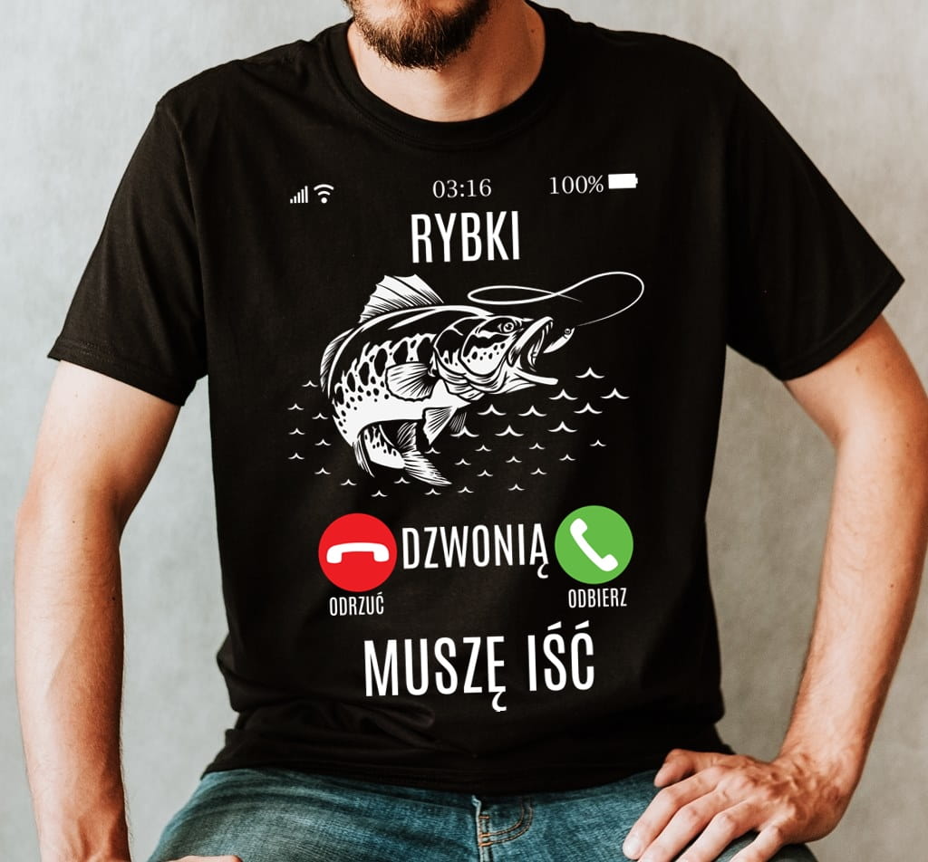 KOSZULKA NA RYBY DLA WĘDKARZA - RYBKI DZWONIĄ MUSZĘ IŚĆ