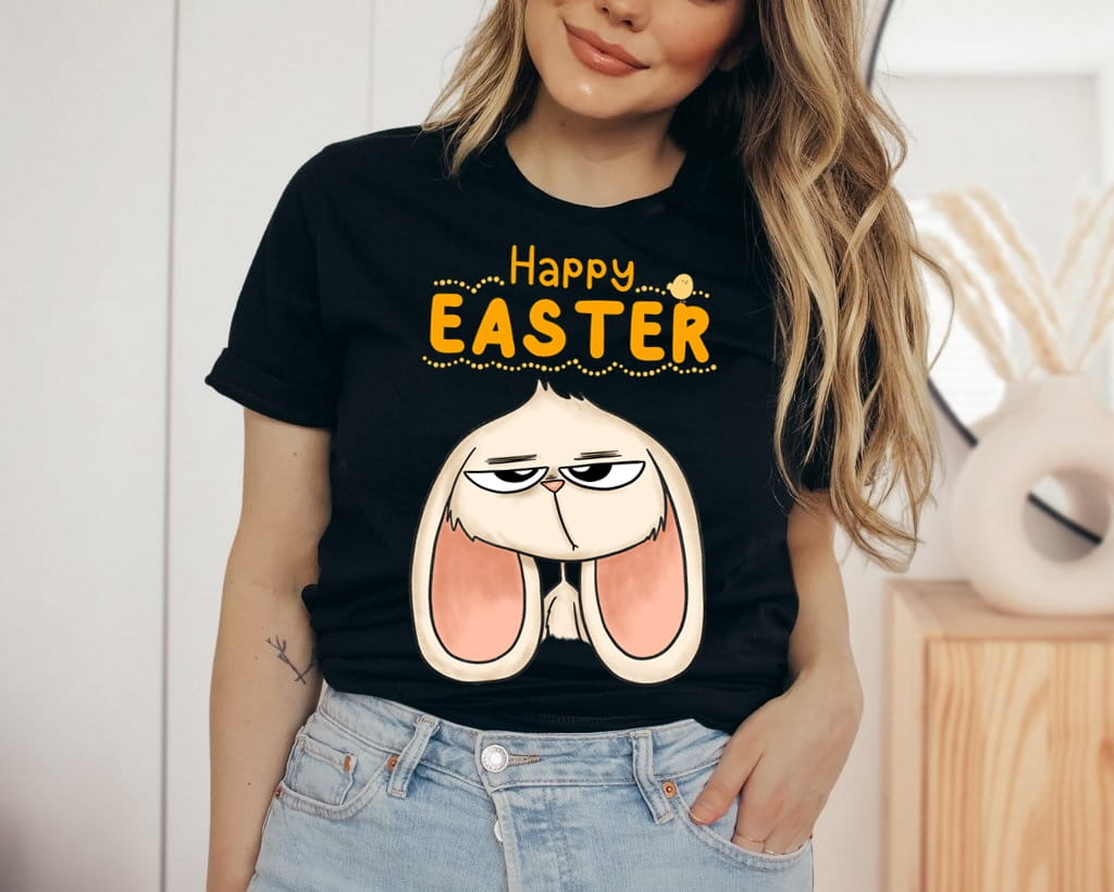 damska koszulka happy easter na wielkanoc z zającem