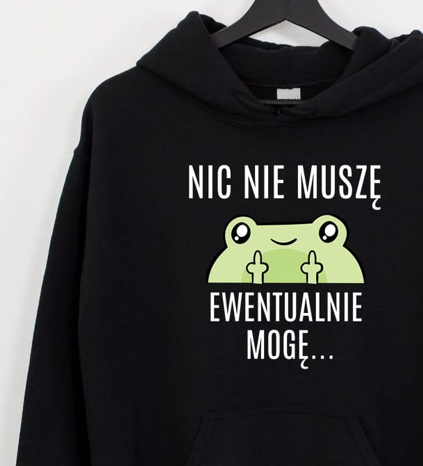 czarna damska bluza z kapturem NIC NIE MUSZĘ