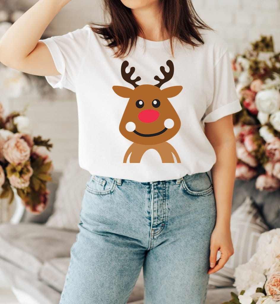 DAMSKA KOSZULKA z reniferem na święta santa54 duży
