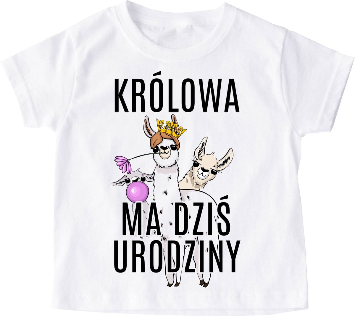 Koszulka na urodziny dla dziewczynki - królowa ma dziś urodziny lamy