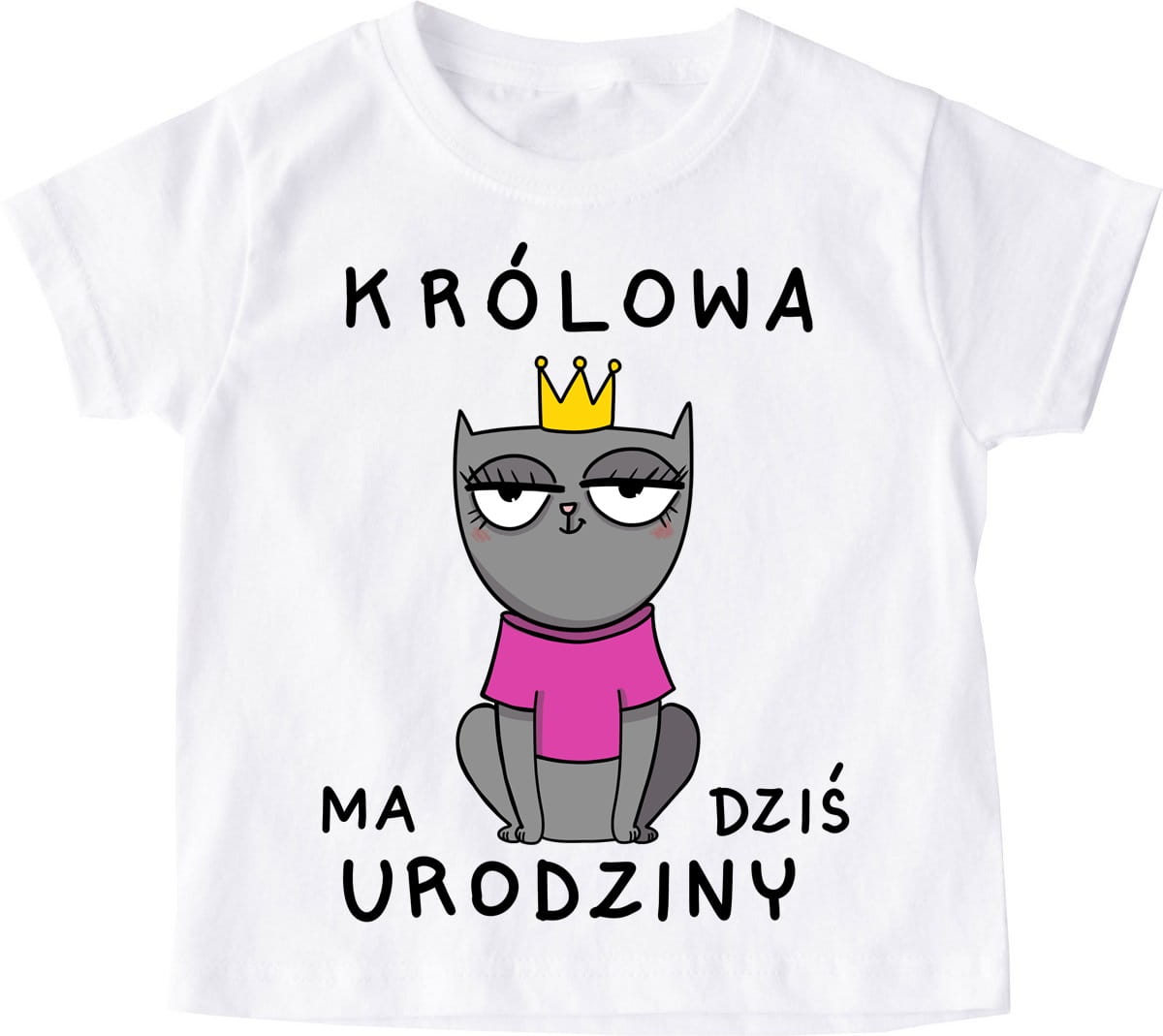 Koszulka na urodziny dla dziewczynki - królowa ma dziś urodziny kotek