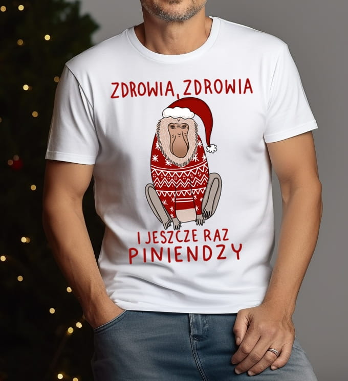 Męska świąteczna koszulka na prezent pod choinkę