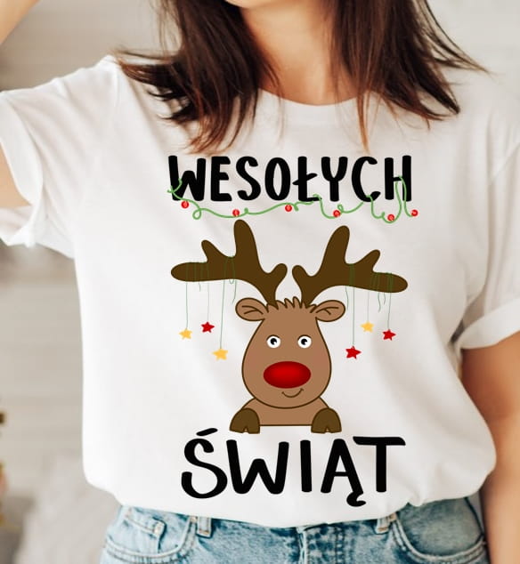 damska koszulka z reniferem wesołych świąt mug29