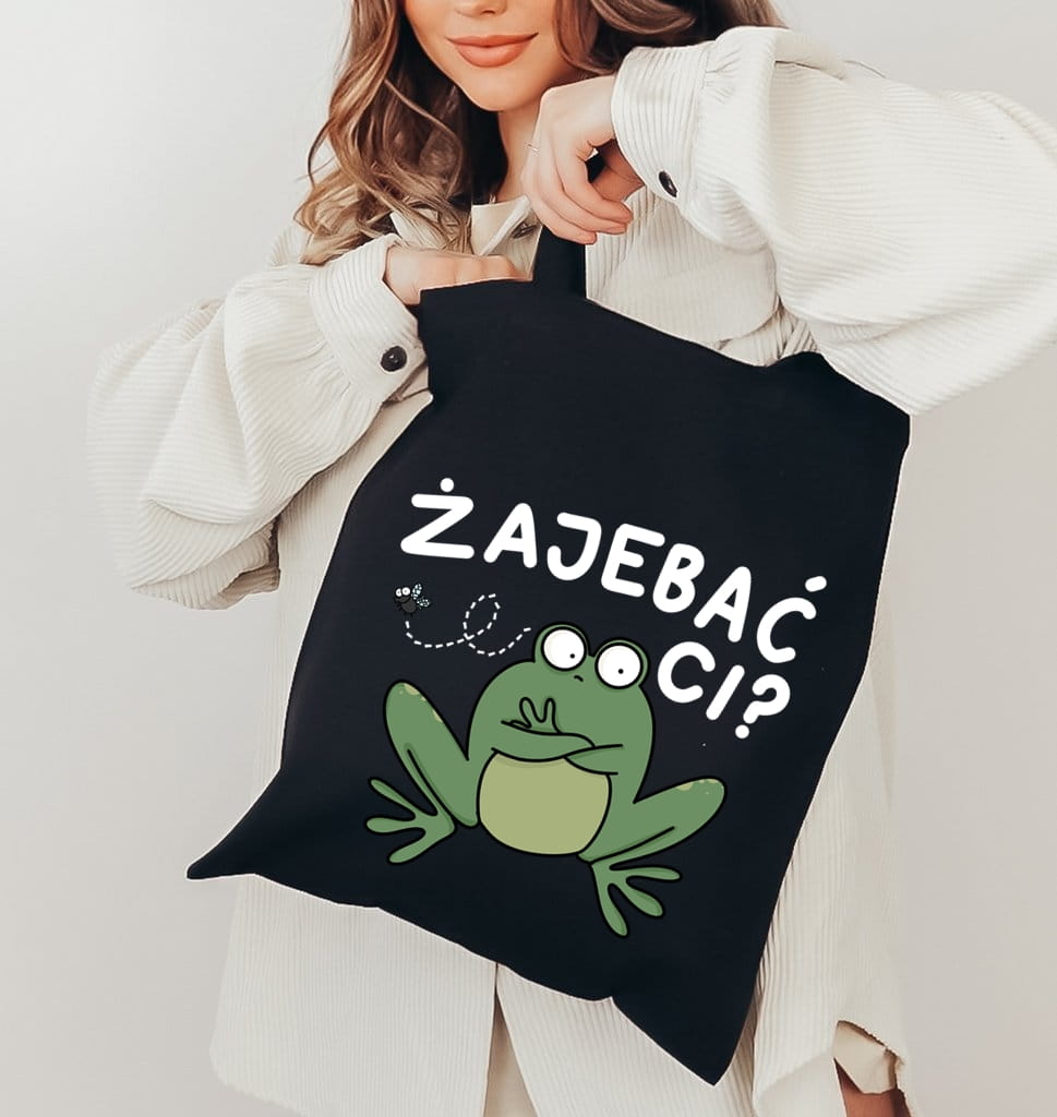 czarna torba EKO z nadrukiem