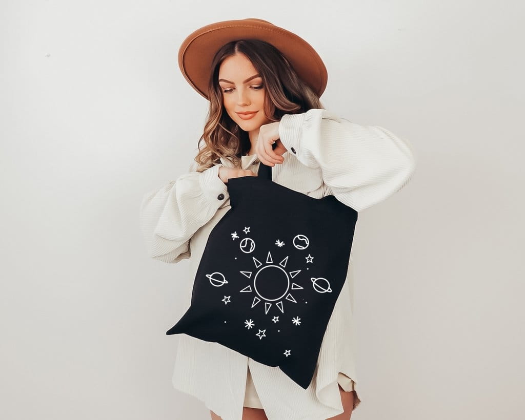 czarna torba EKO z nadrukiem