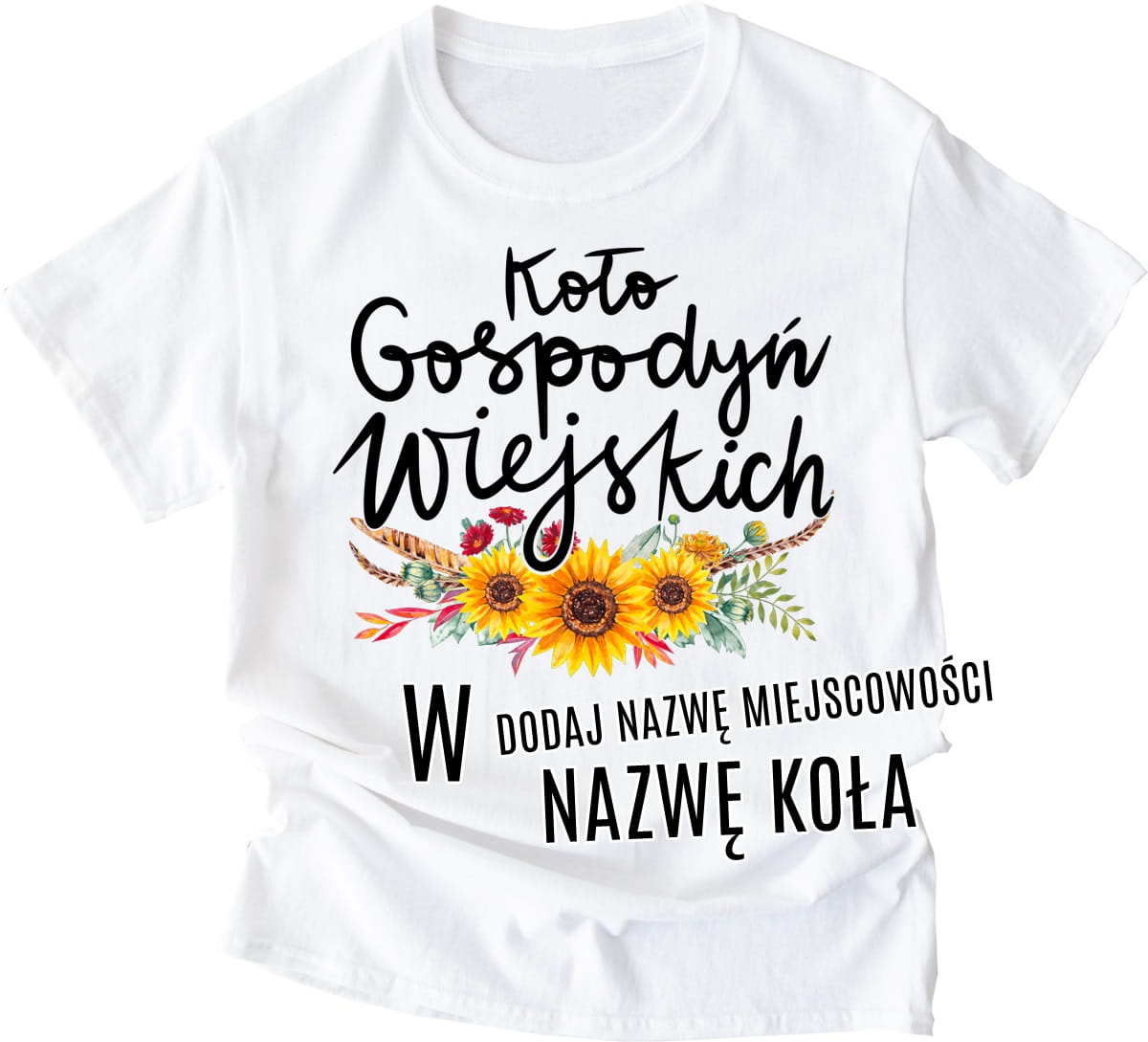 Koszulki koła gospodyń wiejskich ze słonecznikami