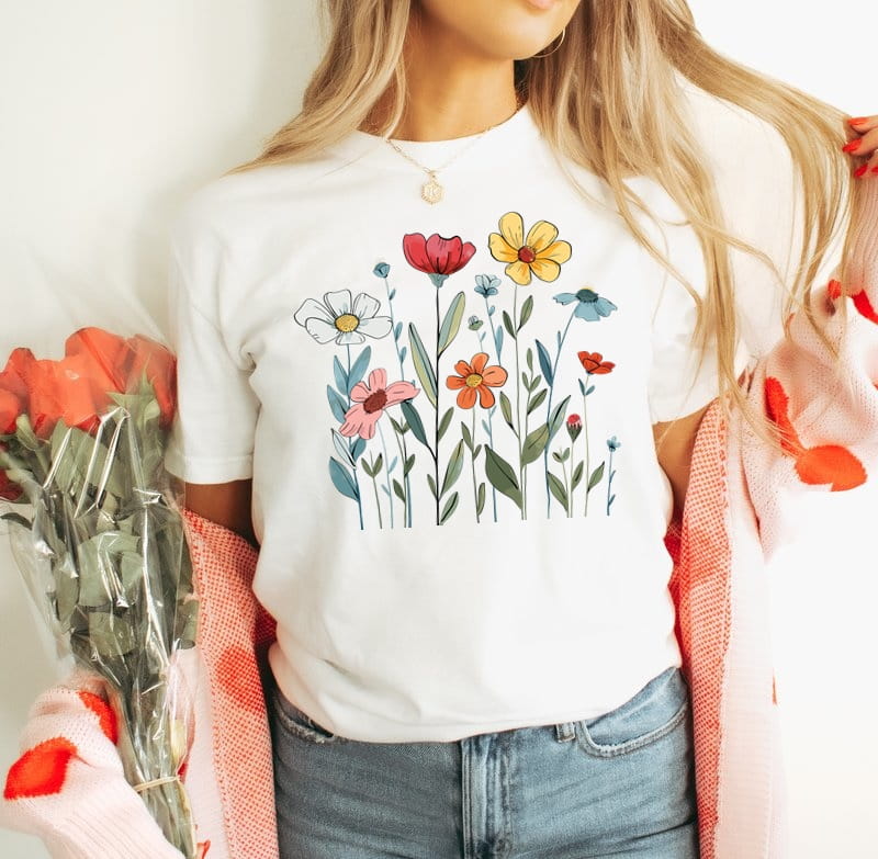 Damska koszulka z nadrukiem wiosenne kwiaty spring1