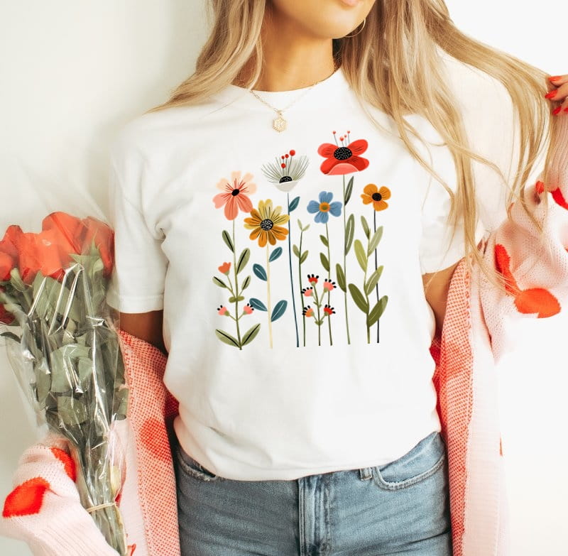 Damska koszulka z nadrukiem wiosenne kwiaty spring2