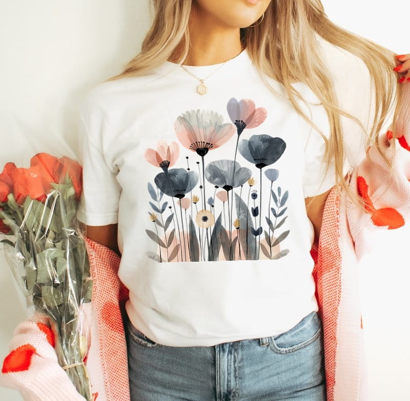 Damska koszulka z nadrukiem wiosenne kwiaty springflowers2
