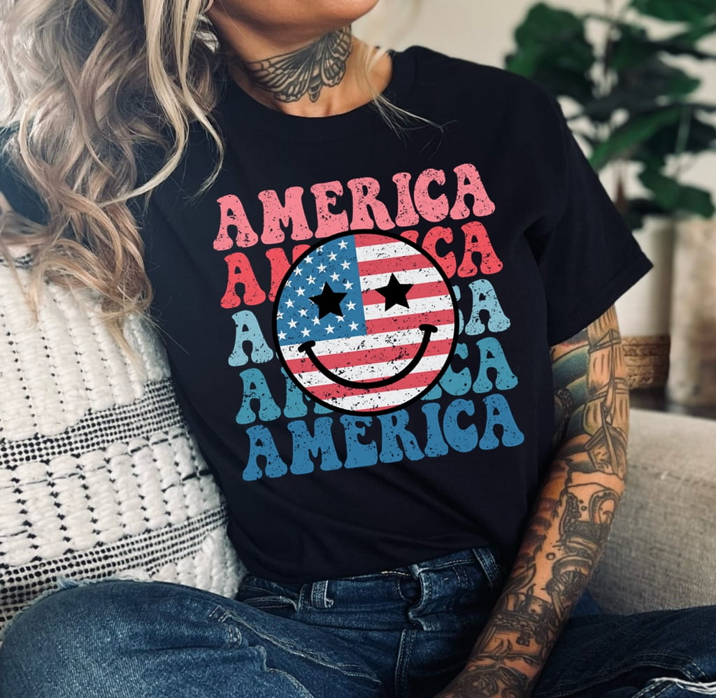 koszulka USA AMERYKA CZARNA DAMSKA
