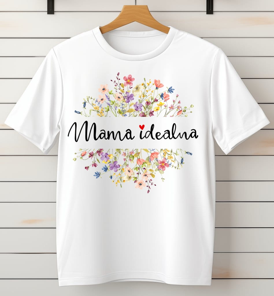 koszulka dla mamy mama idealna z kwiatami