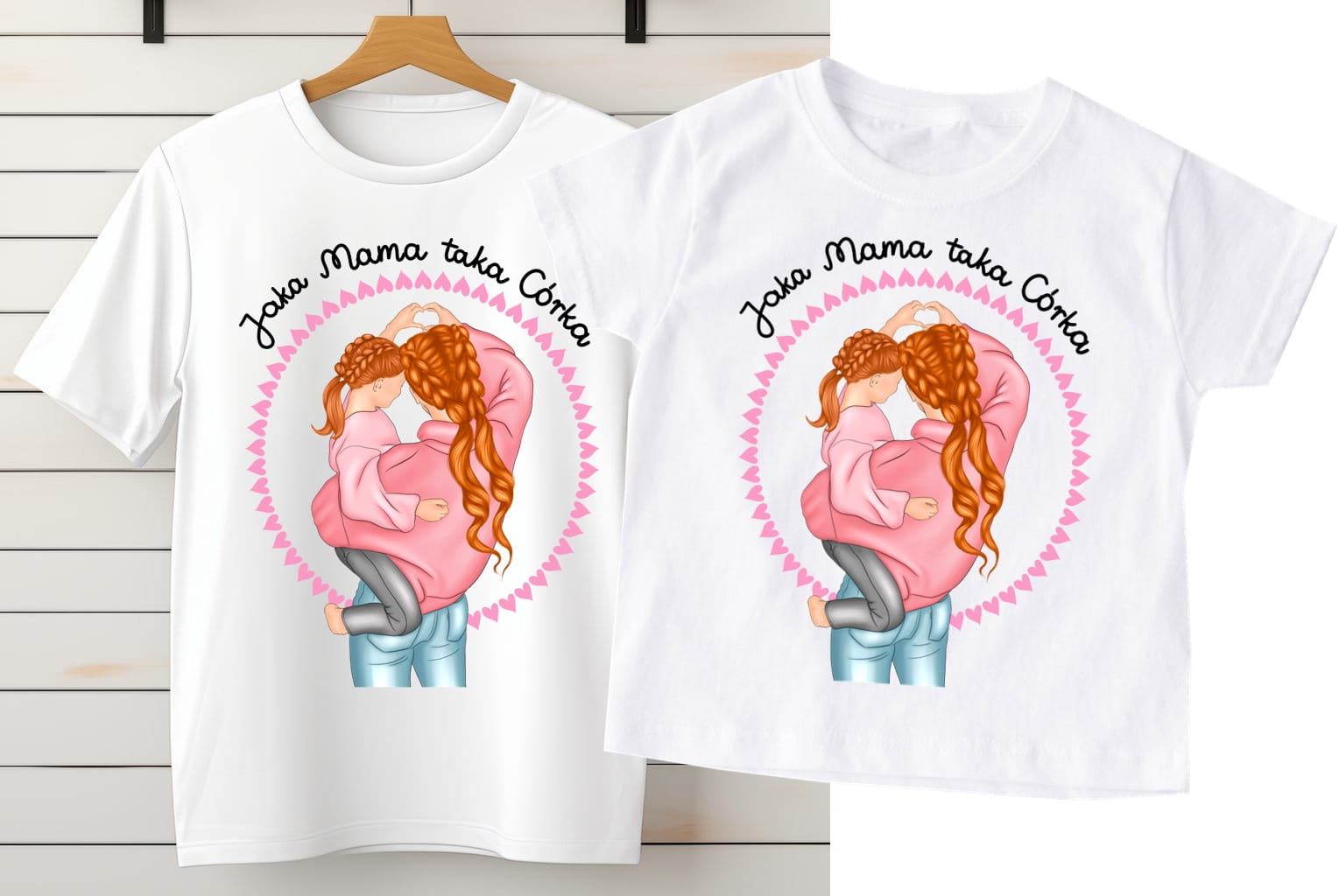 ZESTAW KOSZULEK DLA MAMY I CÓRKI JAKA MATKA TAKA CÓRKA RUDE