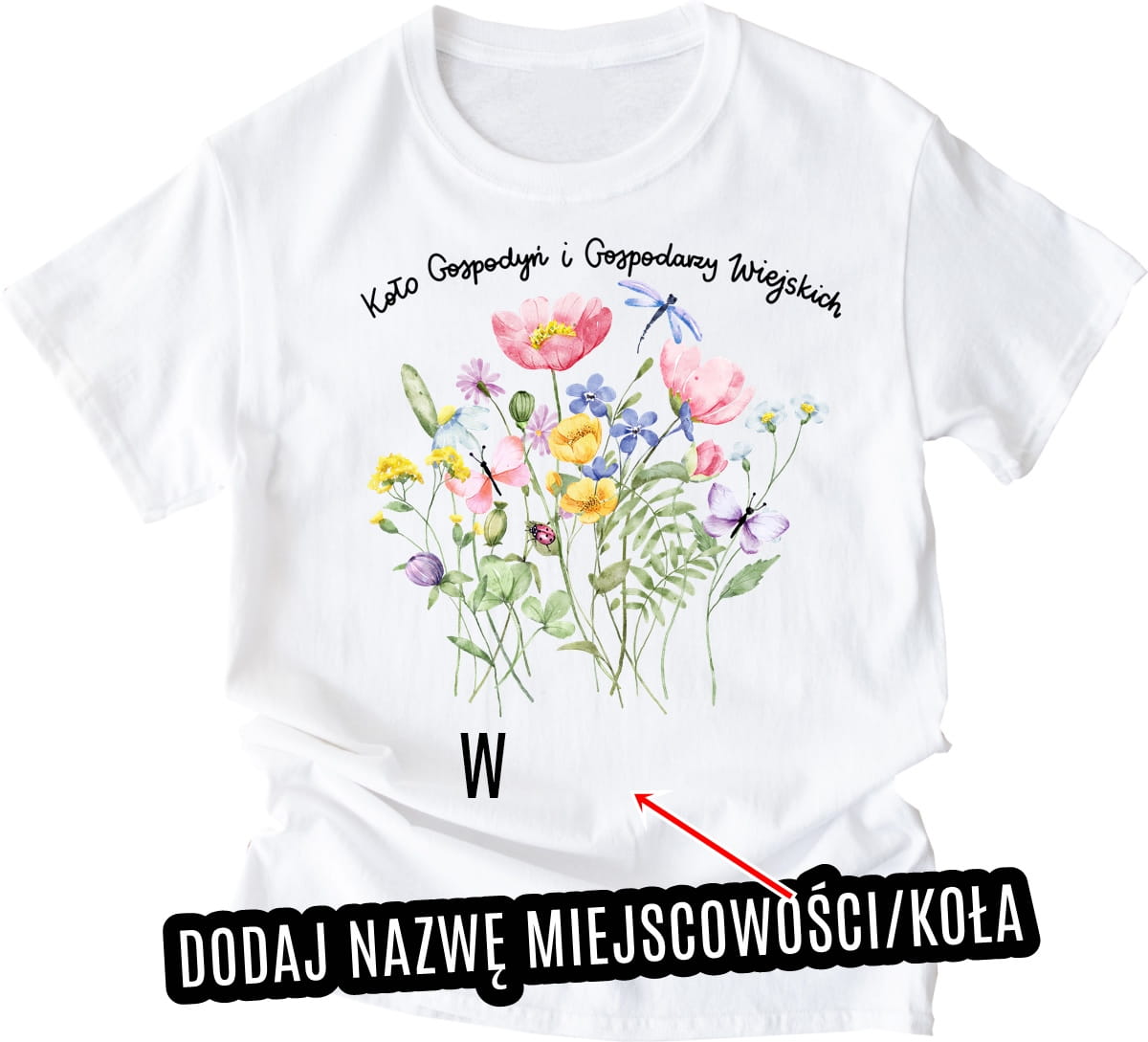 Koszulka dla koła gospodyń i gospodarzy wiejskich - damska kwiaty1