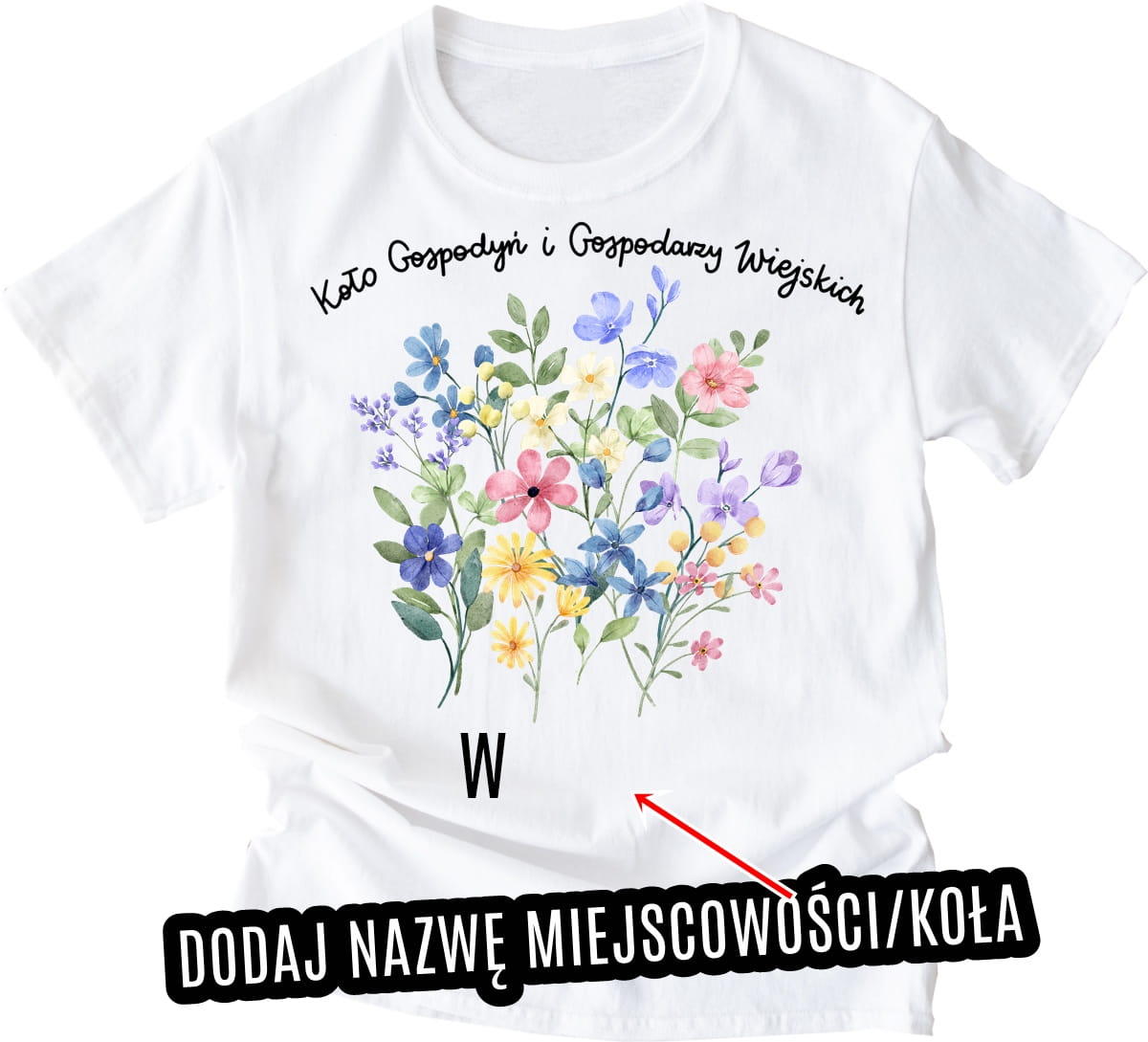 Koszulka dla koła gospodyń i gospodarzy wiejskich - damska kwiaty