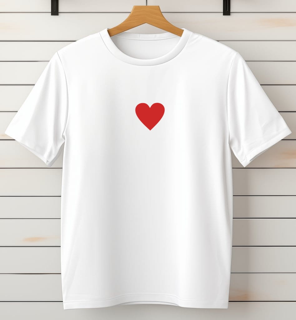 Koszulka z sercem czerwonym na środku