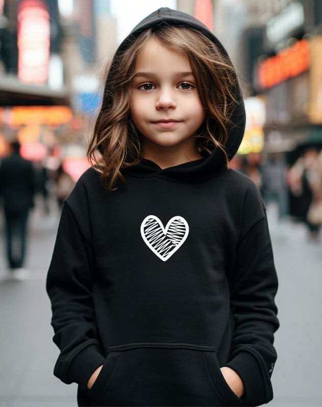 Bluza dla dziewczynki czarna z sercem