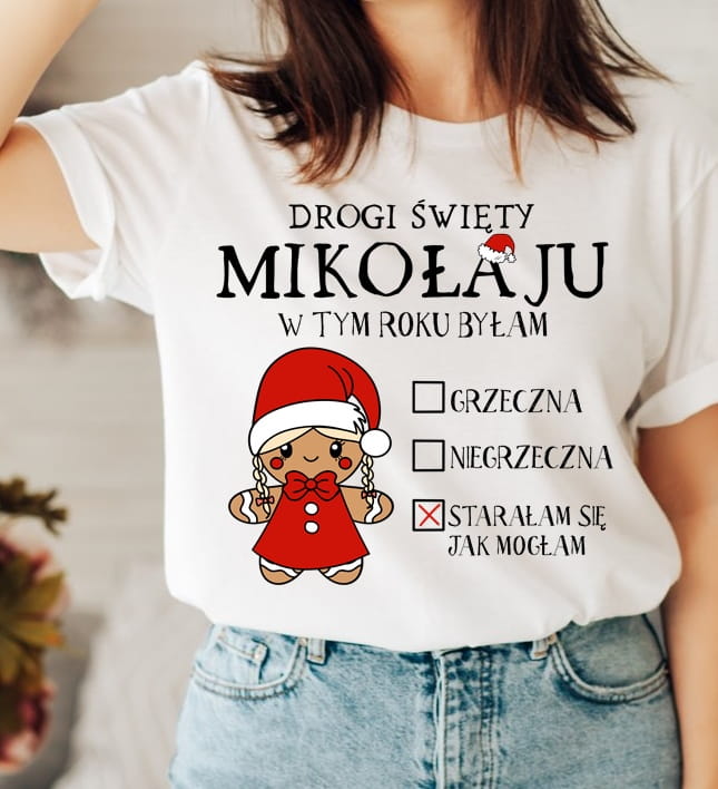ŚMIESZNA KOSZULKA NA MIKOŁAJKI DLA BLONDYNKI