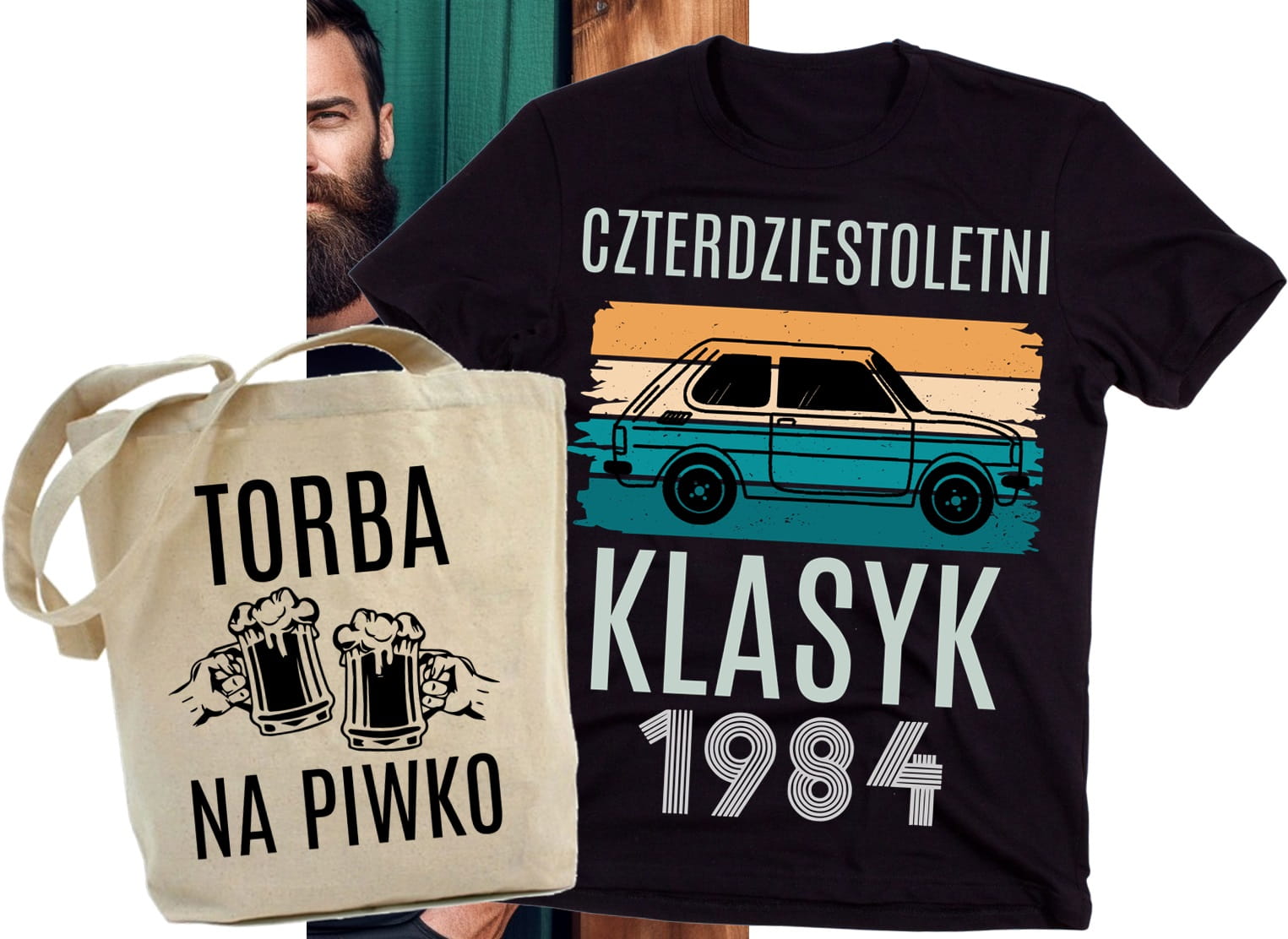 ZESTAW NA 40 URODZINY KOSZULKA MĘSKA PLUS TORBA