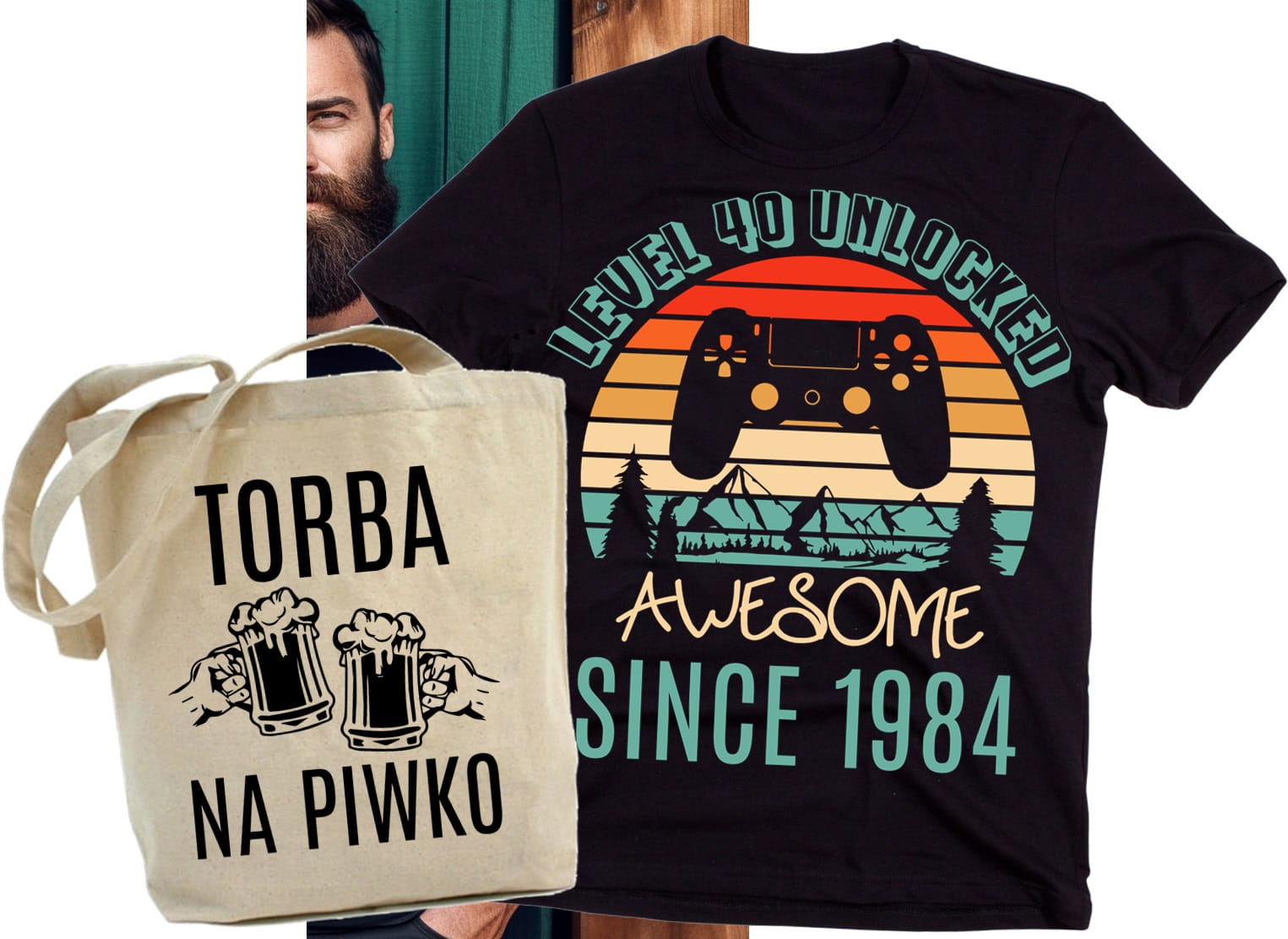 ZESTAW NA 40 URODZINY KOSZULKA MĘSKA PLUS TORBA