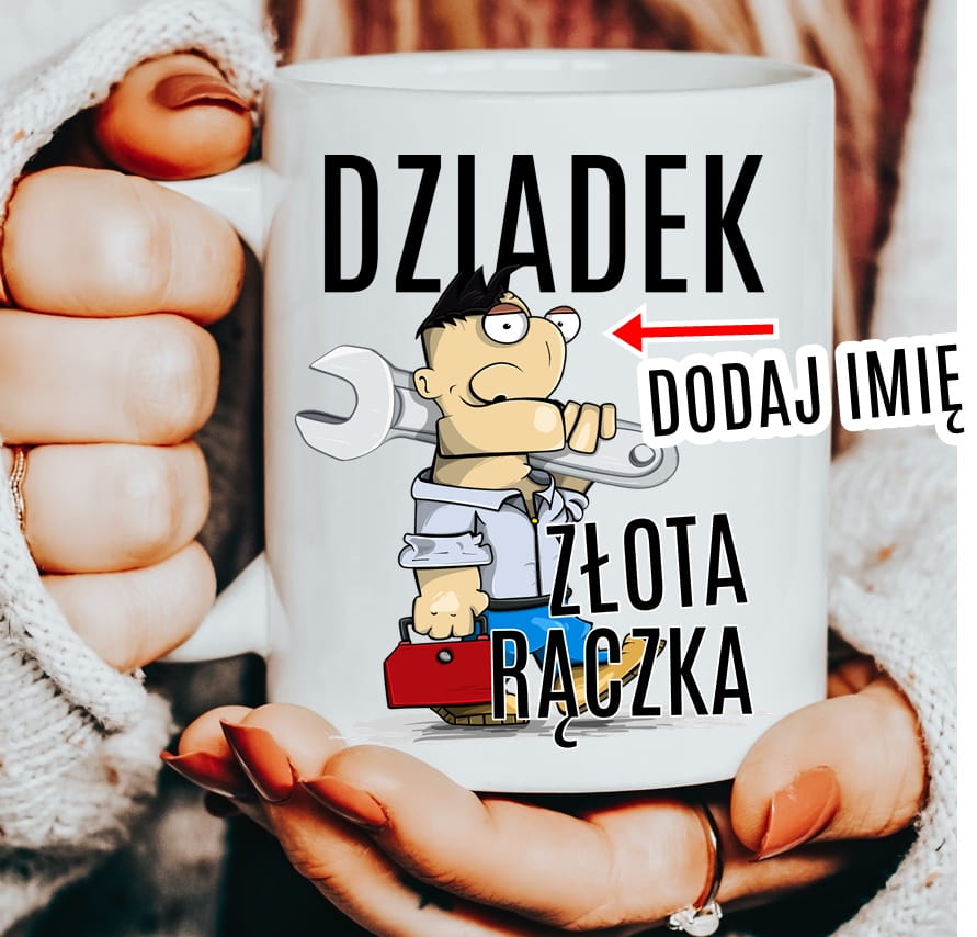 Kubek dla dziadka z imieniem dziadek złota rączka
