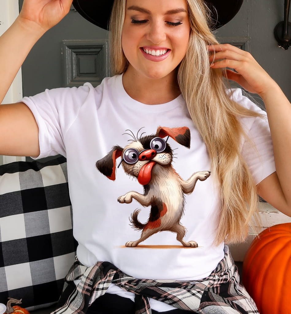 Biała damska koszulka z nadrukiem smieszne1