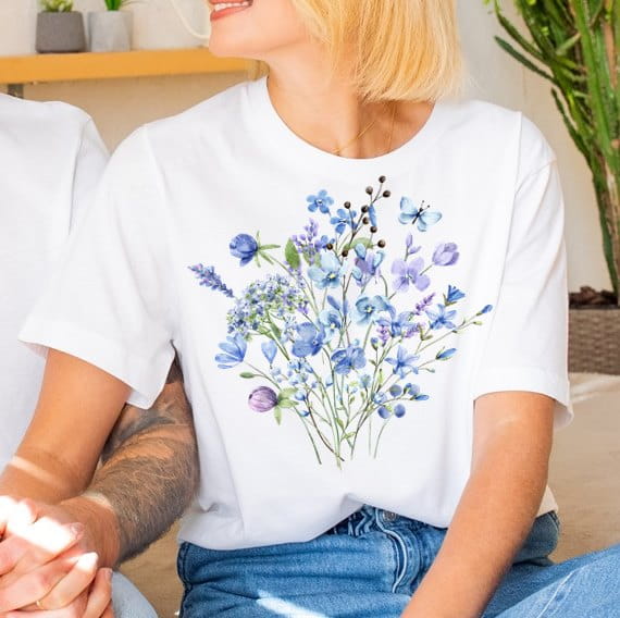 Biała damska koszulka Z NADRUKIEM KWIATKI6