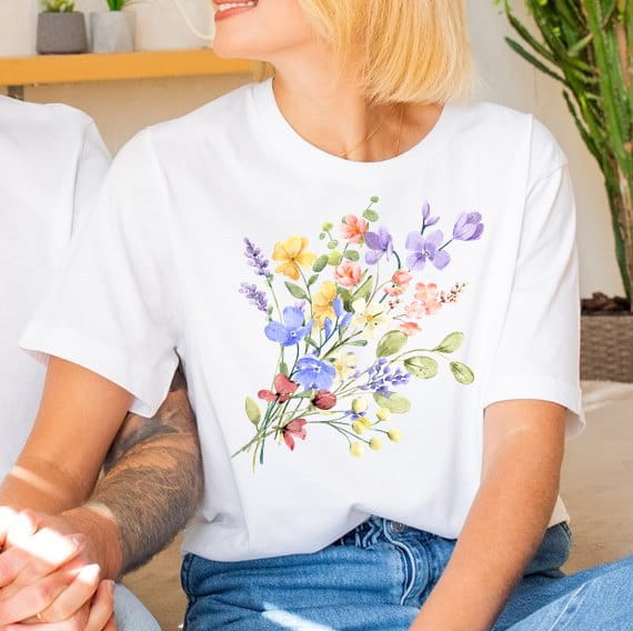 Biała damska koszulka Z NADRUKIEM KWIATKI4