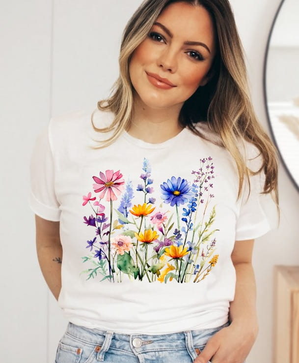 damska koszulka z polnymi kwiatami polnekwiaty7