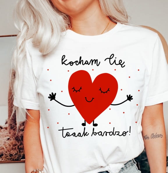 KOSZULKA DLA DZIEWCZYNY NA WALENTYNKI KOCHAM CIĘ