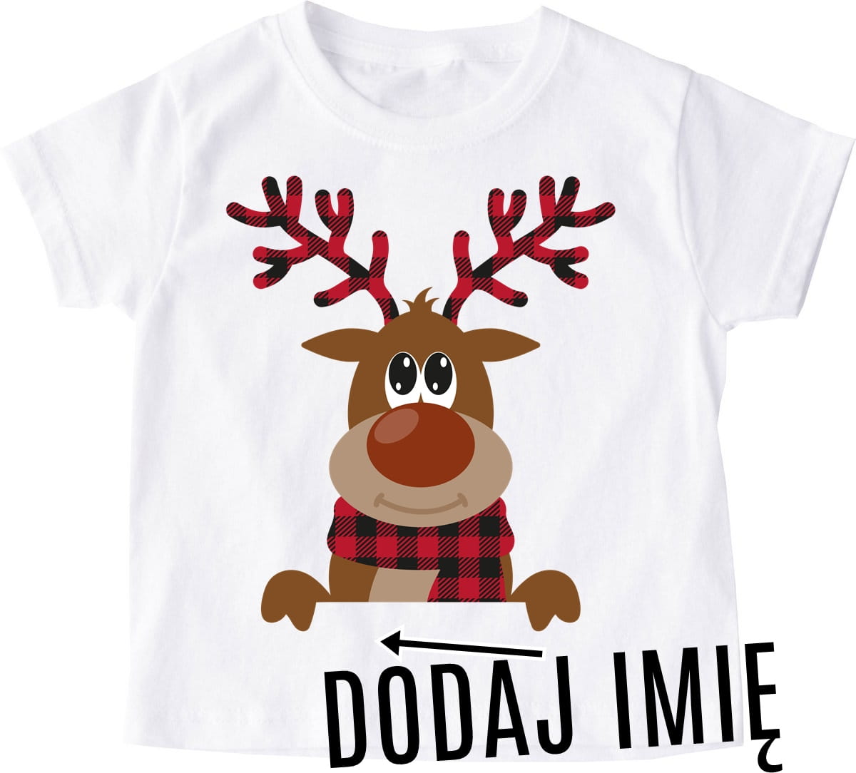 Koszulka z imieniem na mikołajki dla dziecka reniferek3444