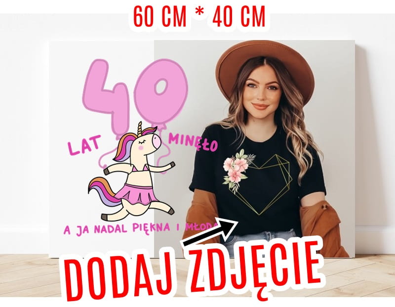 FOTOOBRAZ NA 40 URODZINY ZE ZDJĘCIEM 60*40 cm