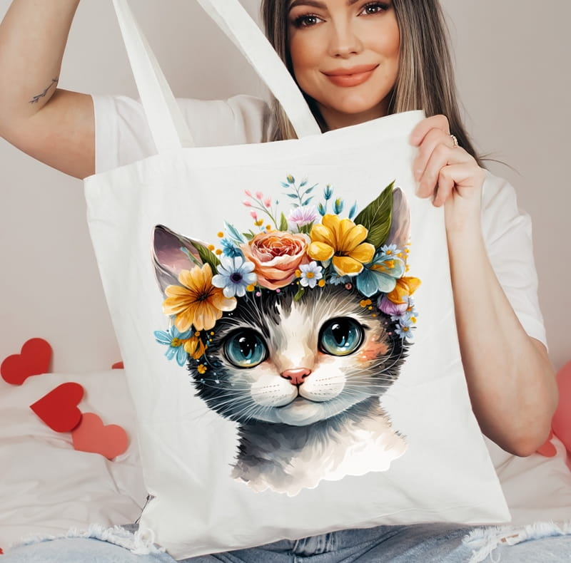 Torba na zakupy shopper z nadrukiem kotek6