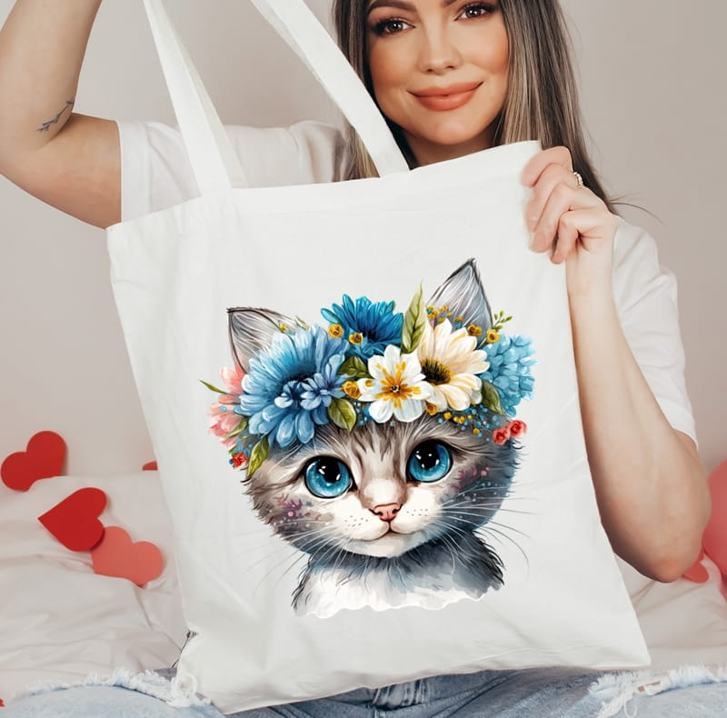 Torba na zakupy shopper z nadrukiem kotek2