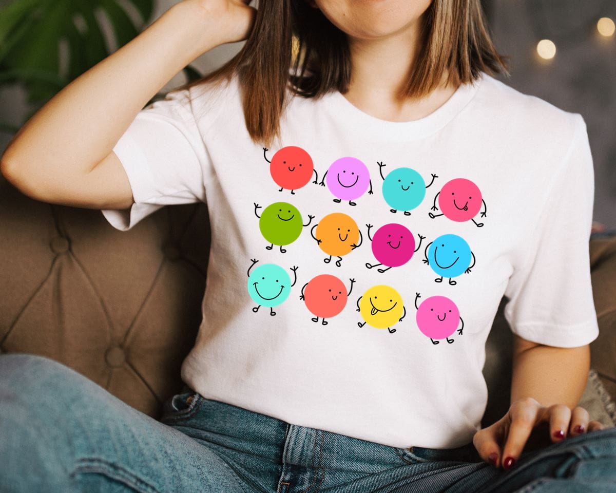 Koszulka damska w kropki kolorowe