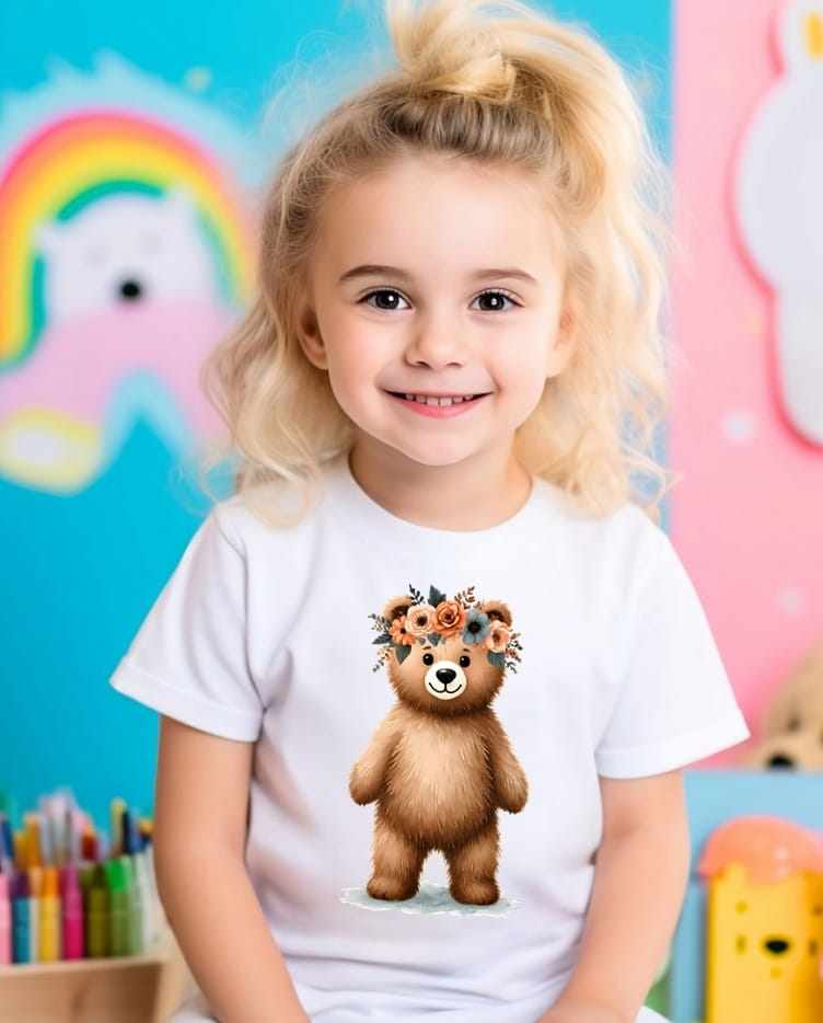 koszulka z misiem dla dziewczynki wzór misiek