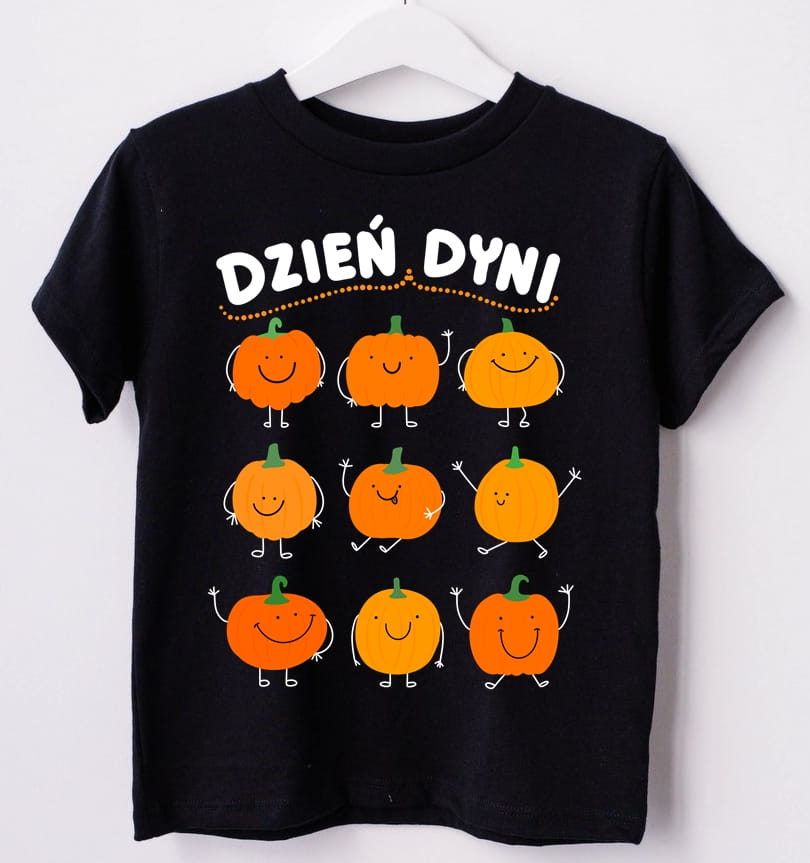 Czarna koszulka na dzień dyni z napisem dzień dyni